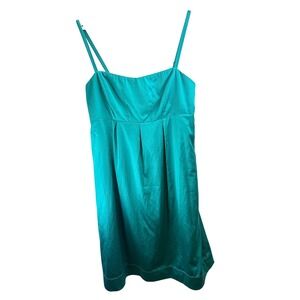 The Limited Teal Green Satin Cocktail Party Prom Sleeveless Square Neck Dress 10